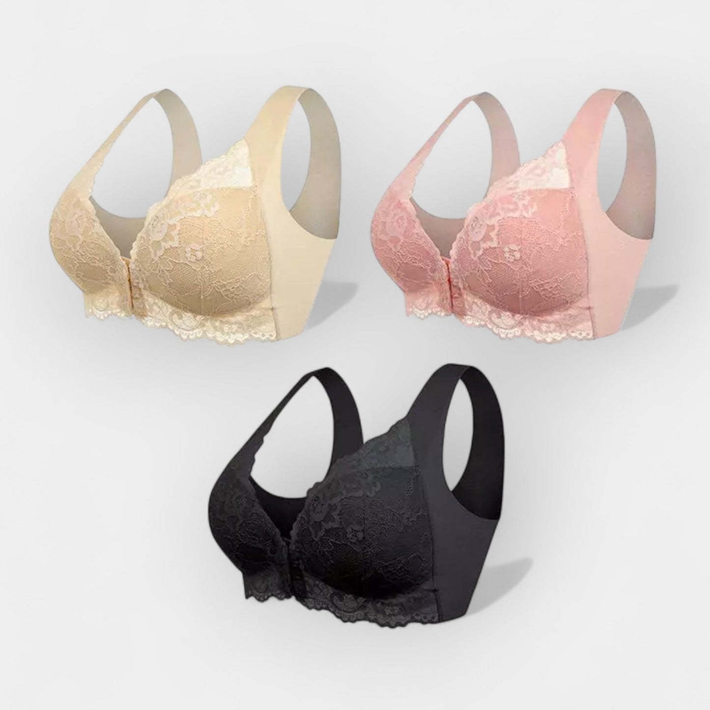 Kahverengi Telsiz Sütyen Ön Kapatmalı (3 Parça Set)