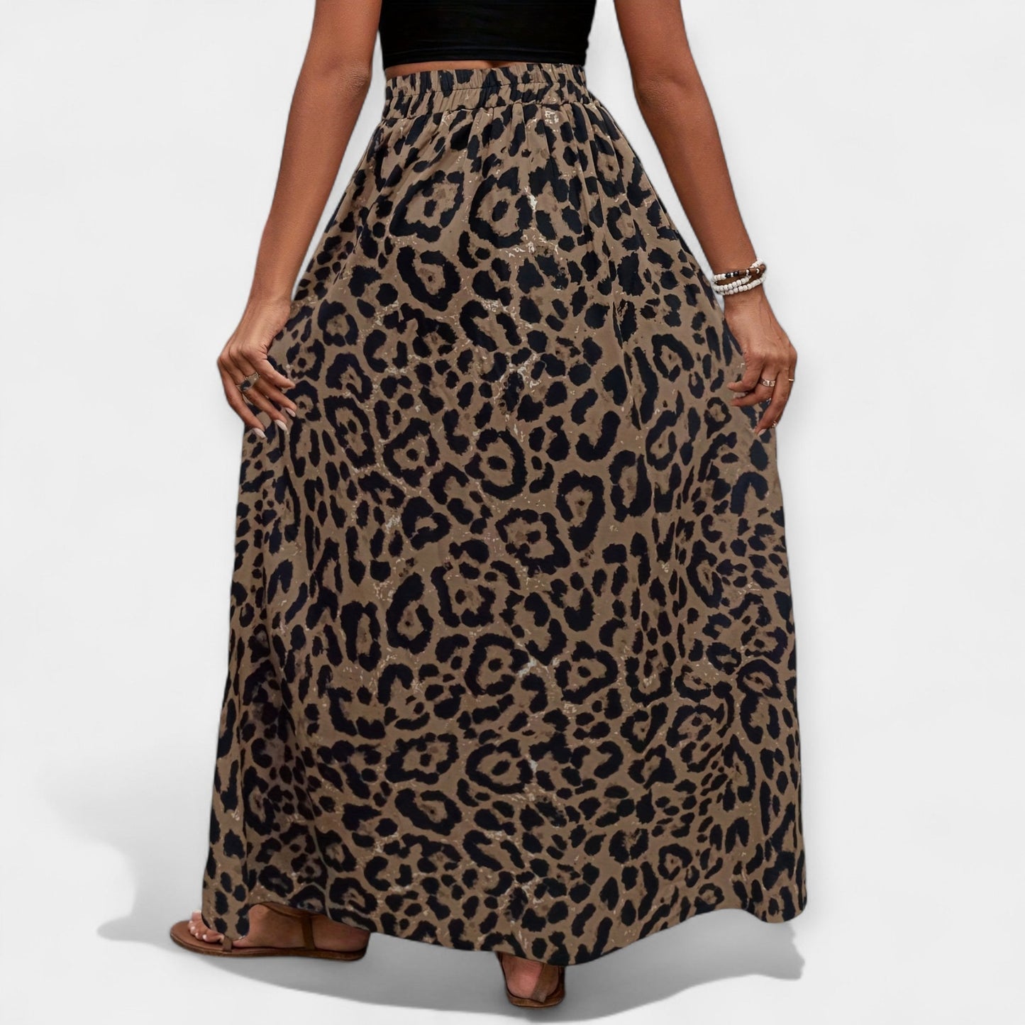 Leopar Desenli Midi Etek