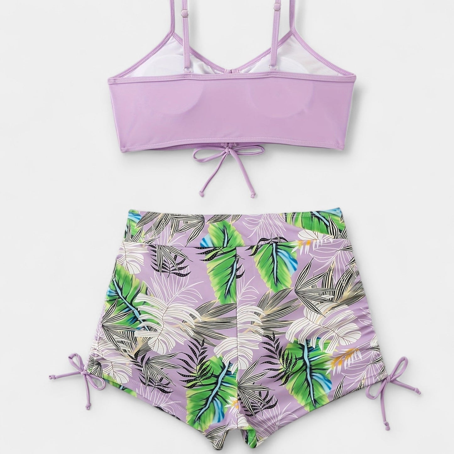 Tropikal Yüksek Bel Bikini ile Askılar
