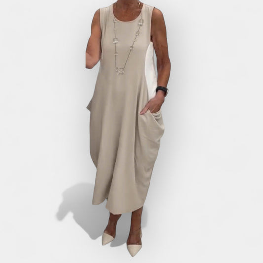 Hafif elbise modern kesim ve ceplerle