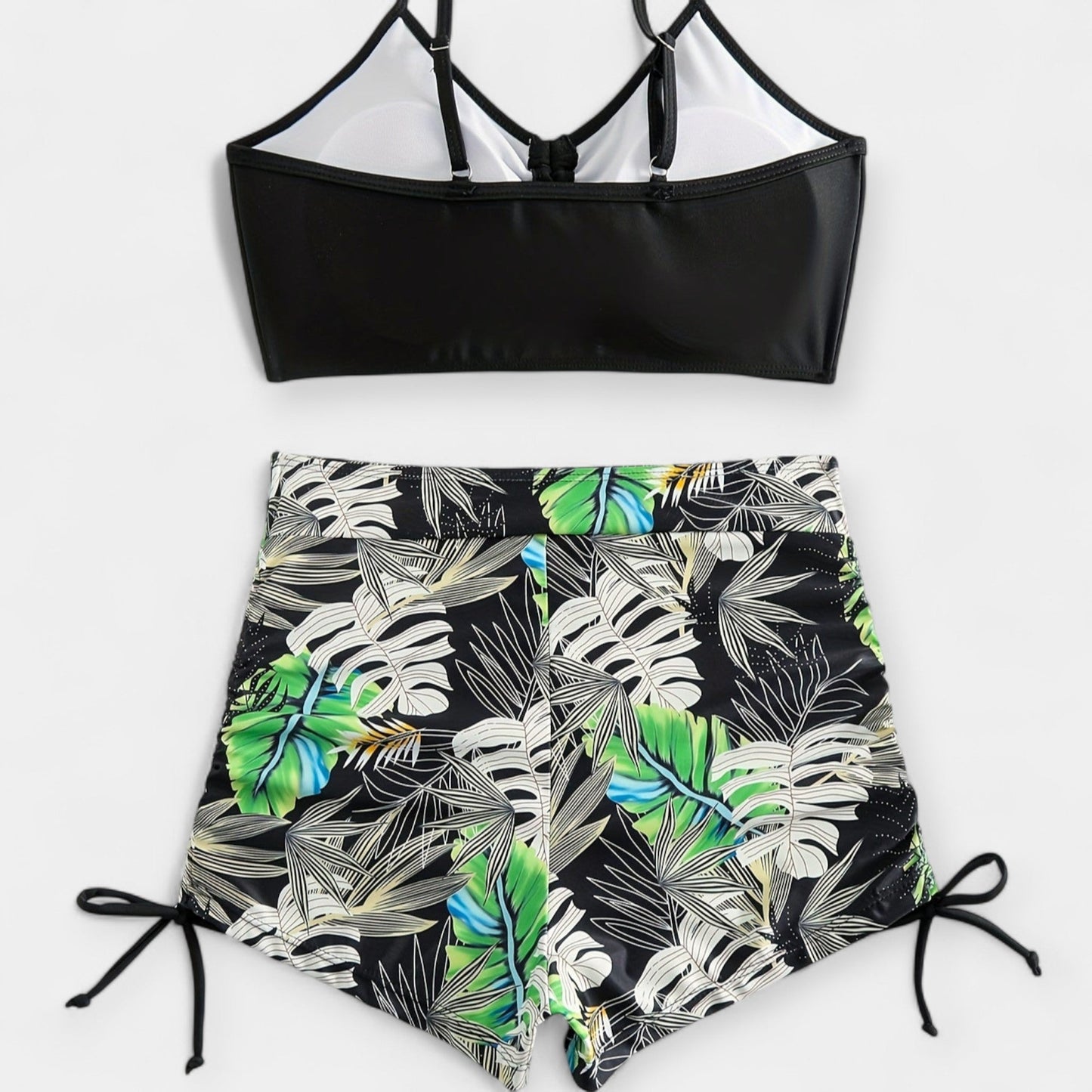Tropikal Yüksek Bel Bikini ile Askılar