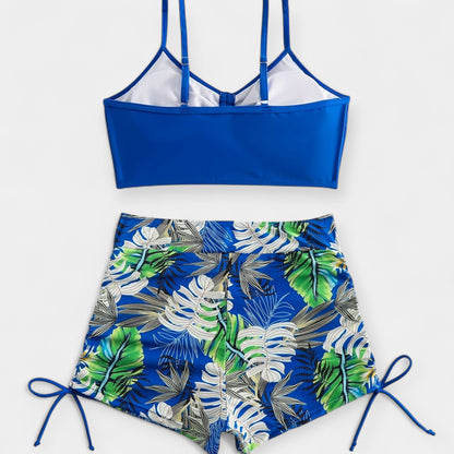 Tropikal Yüksek Bel Bikini ile Askılar