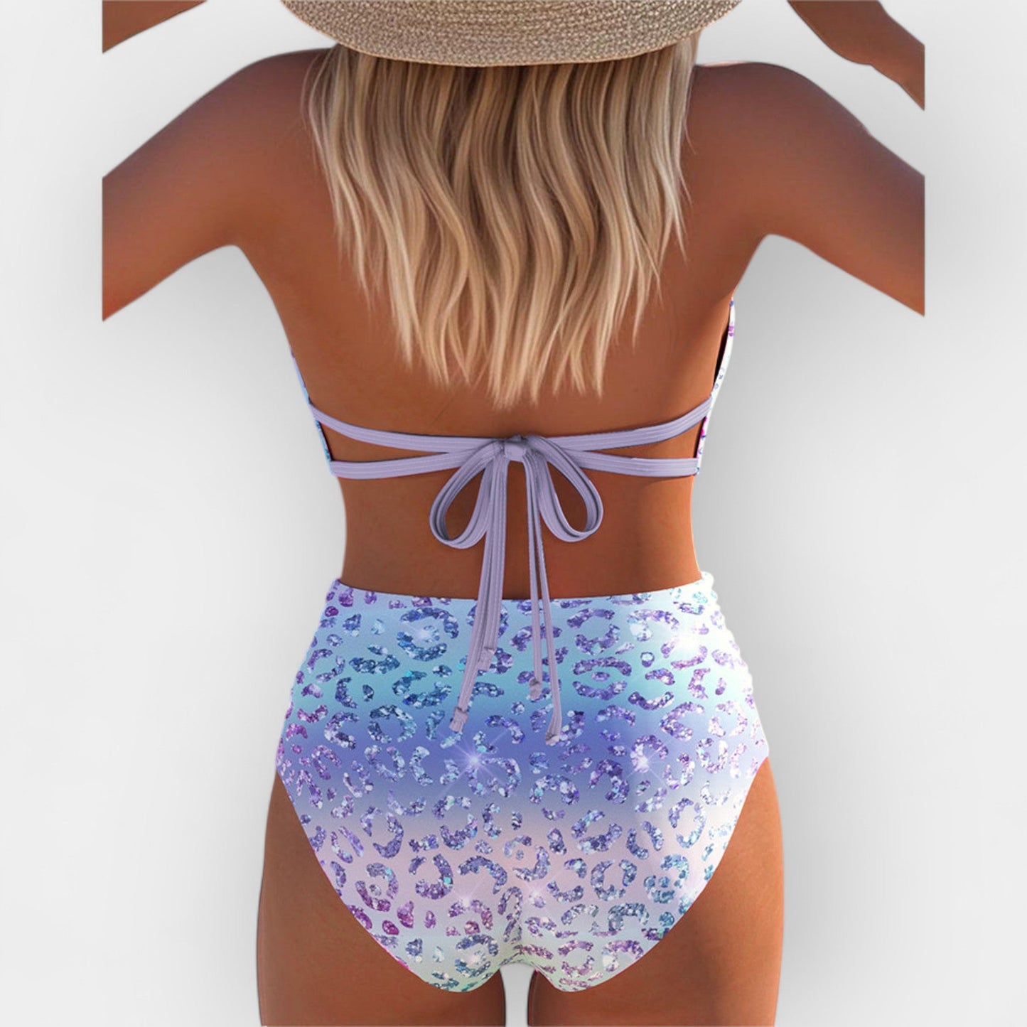 Boyun bağı ile bikini ve canlı desen