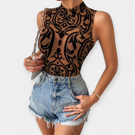 Seksi Bodysuit Kroşe Kumaş