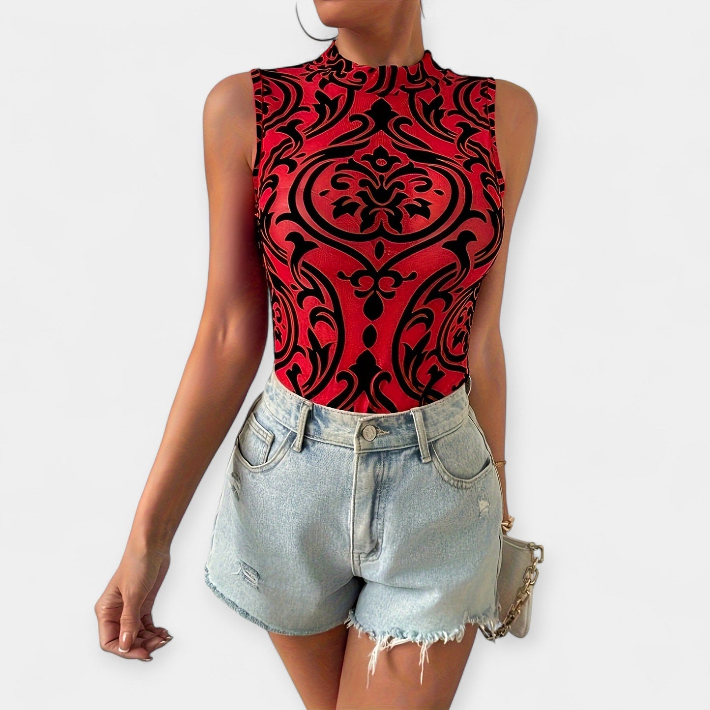Seksi Bodysuit Kroşe Kumaş