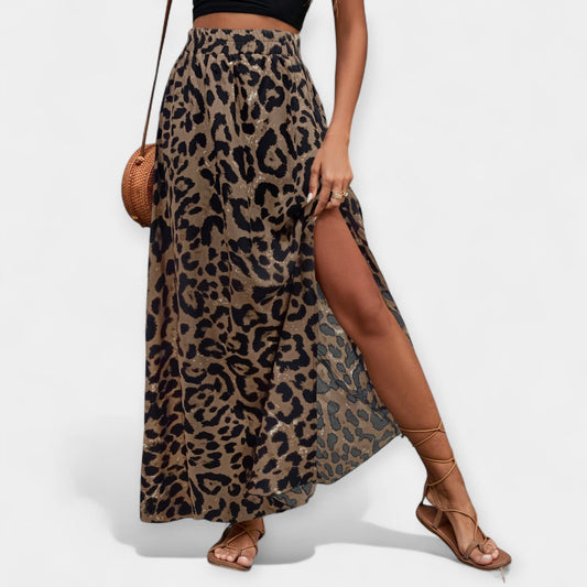 Leopar Desenli Midi Etek