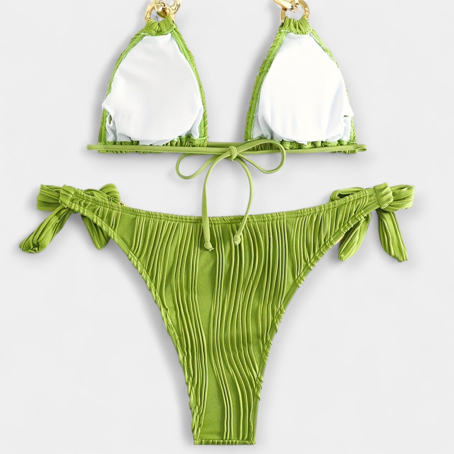 Çizgili Ruched Bikini Seti