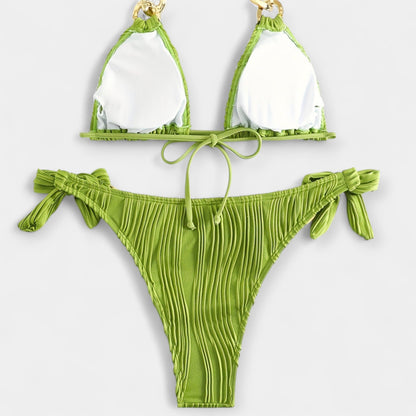 Çizgili Ruched Bikini Seti