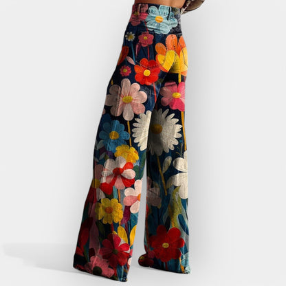 Çiçekli Flare Pantolon